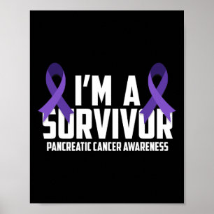 Poster Ribbon Violet Je Suis Un Survivant Cancer Pancréat