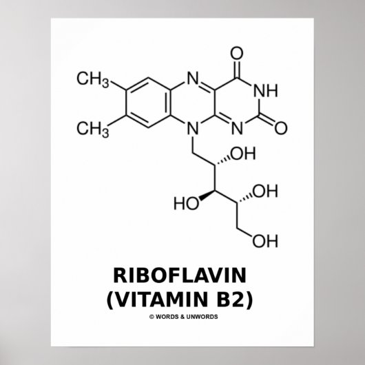 Poster Riboflavine (vitamine B2) Molécule chimique (Devant)