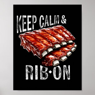 Poster Ribs De Secours Garder Le Calme Et La Rib Sur Bbq