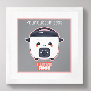 Poster Ricecooker mignon j'aime cuisinière à riz cuisiniè