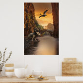 Poster ricératops, Velociraptor et Pterodactyle (Cuisine)