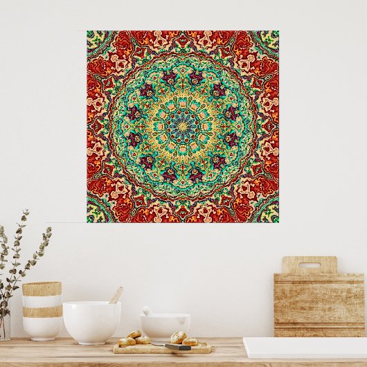 Poster Rich Reds Mandala (Cuisine)