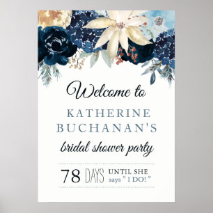 Poster Rich Winter Blue Bridal Shower Welcome Sign