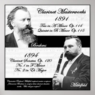 Poster Richard Mühlfeld, Clarinétiste, a inspiré Brahms