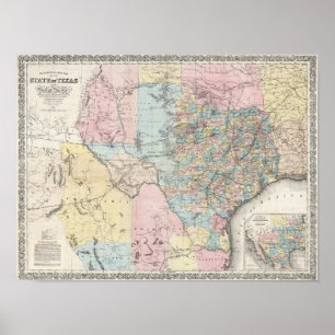 Poster Richardson's New Map Of The State Of Texas