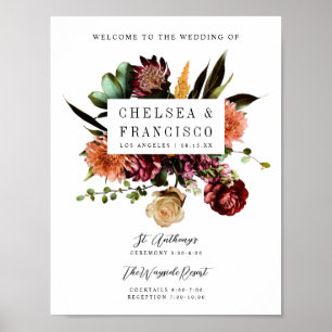 Poster Richesse du printemps Mariage floral Bienvenue