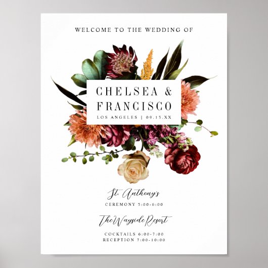Poster Richesse du printemps Mariage floral Bienvenue (Devant)