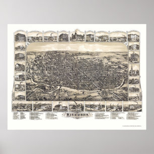 Poster Richmond, IN Panoramic Map - 1884
