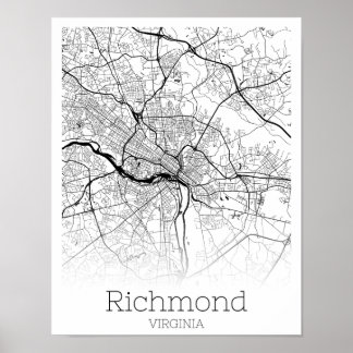Poster Richmond Virginia City Road Map Téléchargement ins