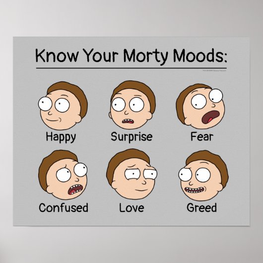 Poster RICK ET MORTY™ | Morty's Moods (Devant)