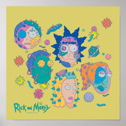 Poster RICK ET MORTY™ | Motif de famille Smith infecté (Devant)