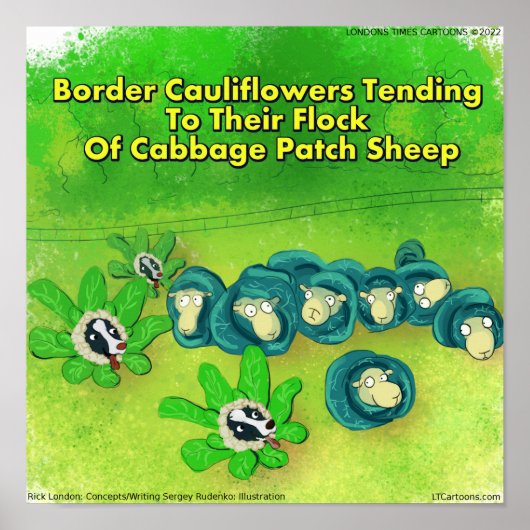 Poster Rick London Funny Bordure Collie Flower Comic (Devant)