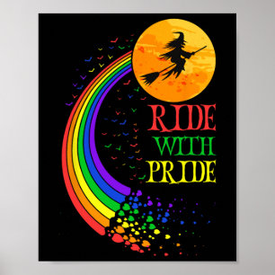 Poster Ride Avec Fierté Lgbt Drôle Halloween Rainbow Drap