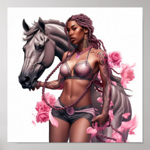 Poster Ride - belle femme à cheval équitation