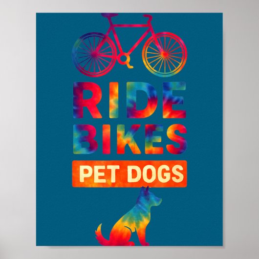 Poster Ride Bikes Pet Dogs Bicycle Cycling Biking Dog Lov (Devant)