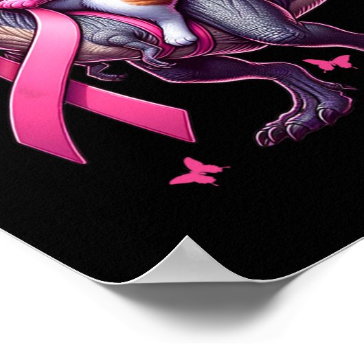 Poster Riding Chat T Rex Dinosaur. Sensibilisation au can (Coin)
