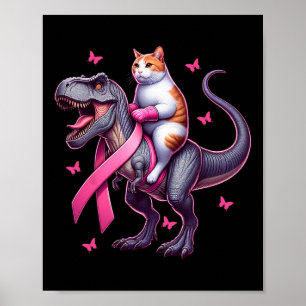 Poster Riding Chat T Rex Dinosaur. Sensibilisation au can