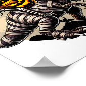 Poster Riding Mummy Dinosaur T Rex Citrouille Funny Hallo (Coin)