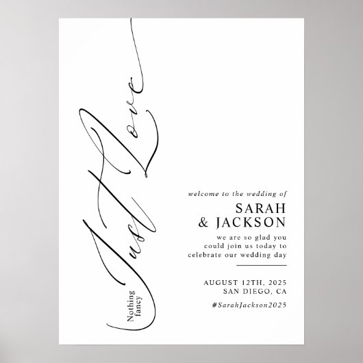 Poster Rien De Fancy Just Love Mariage moderne Accueil (Devant)