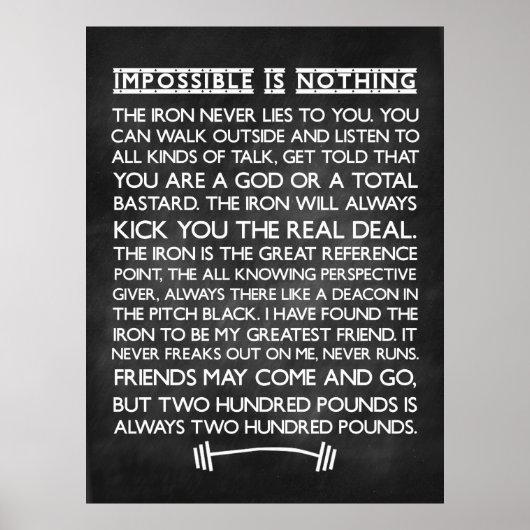 Poster Rien n'est impossible Gym Motivational Chalkboard (Devant)