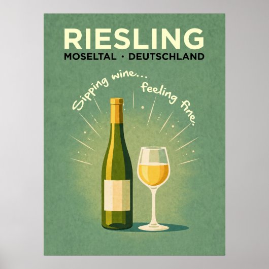Poster Riesling Vert Voyage Vintage (Devant)