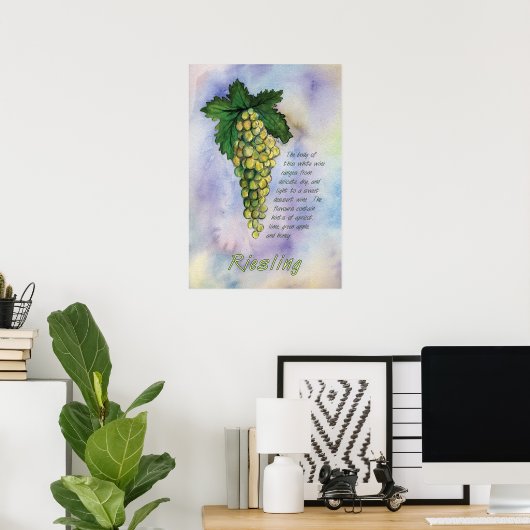 Poster Riesling White Vin Graphiques Art Imprimer (Bureau à domicile)