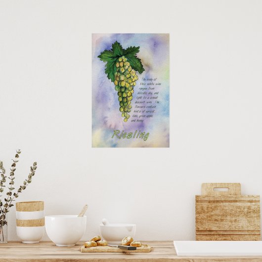 Poster Riesling White Vin Graphiques Art Imprimer (Cuisine)