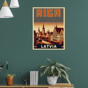 Poster Riga City, Lettonie culture baltique cadeaux vinta