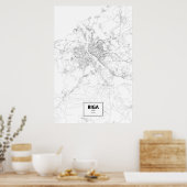 Poster Riga, Lettonie (noir sur blanc) (Cuisine)