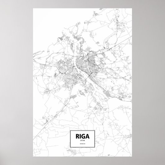 Poster Riga, Lettonie (noir sur blanc) (Devant)