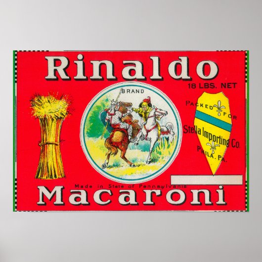 Poster Rinaldo Macaroni LabelPhiladelphie, PA (Devant)