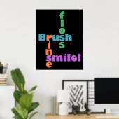Poster Rincer la brosse, puis SOURIRE ! (Bureau à domicile)
