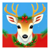 Rindeer Festif avec couronne de Vacances
