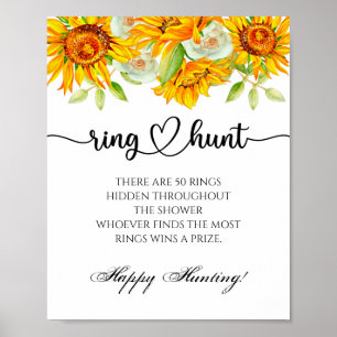 Poster Ring chasse jeu nuptiale douche mariage floral