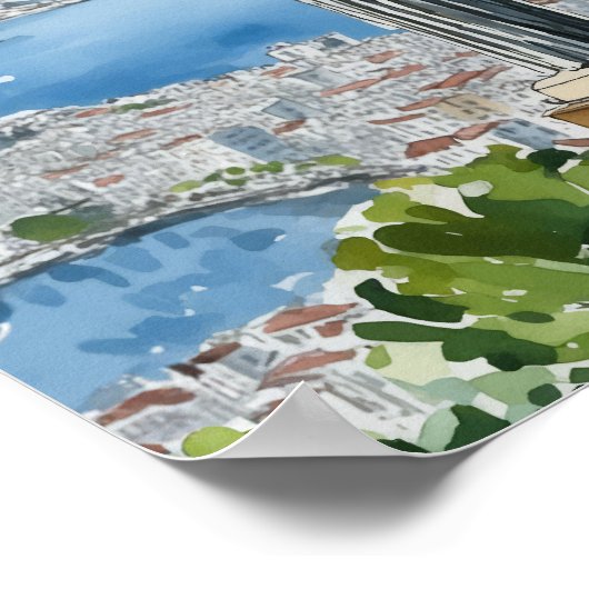 Poster Rio de Janeiro Brésil Aquarelle Art Imprimer (Coin)