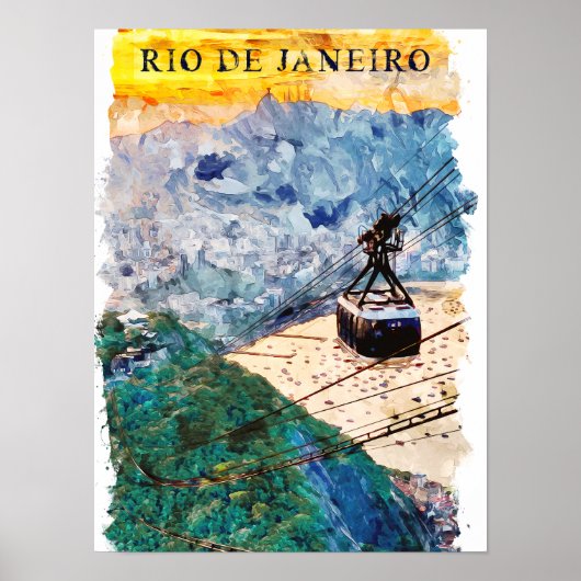Poster Rio de Janeiro Brésil Art Aquarelle (Devant)