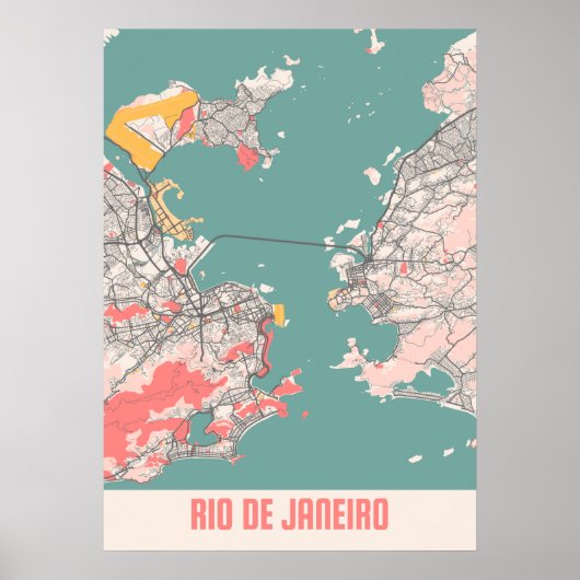 Poster Rio De Janeiro - Brésil Chalk City Carte (Devant)