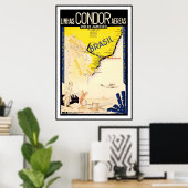 Poster Rio De Janeiro Brésil Linhas Condor Aereas (Bureau à domicile)