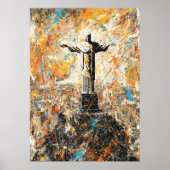 Poster Rio de Janeiro Christ Rédempteur Drip abstrait (Devant)