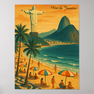 Poster Rio de Janeiro colorée Brésil Plage Copacabana