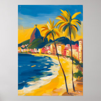 Poster Rio de Janeiro Fauvist Christ the Redeemer, Brazil