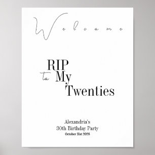 Poster RIP 20s Fête 30e anniversaire Accueil minimal