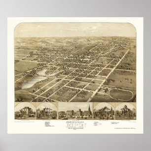 Poster Ripon, WI Carte Panoramique - 1867