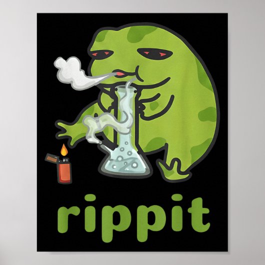Poster Rippit Grenouille Fumeur de Weed Drôle _1 (Devant)