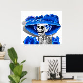 Poster Rire Skeleton Woman dans Blue Bonnet (Bureau à domicile)