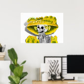 Poster Rire Skeleton Woman dans Yellow Bonnet (Bureau à domicile)