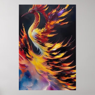 Poster Rise of the Phoenix - AI Fantasy Art Print