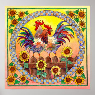 Poster RISE & SHINE ROOSTERS par SHARON SHARPE