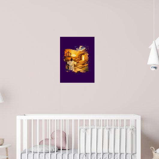 Poster Risen Jesus Empty Tomb 3D Papercut Easter Wall Art (Pépinière 2)