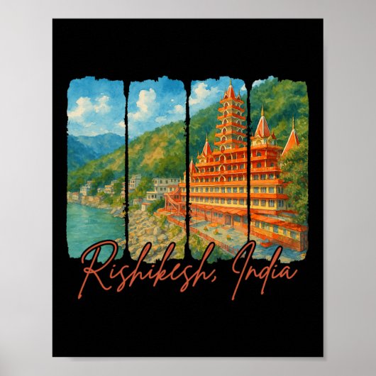Poster Rishikesh Inde Voyage Voyage Rishikesh coup de pin (Devant)